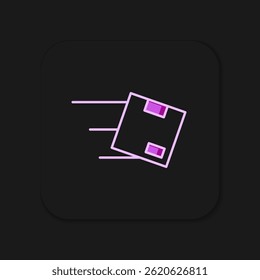 Filled outline Location with cardboard box icon isolated on black background. Delivery services, logistic and transportation, distribution. Flat filled outline style with shadow. Vector