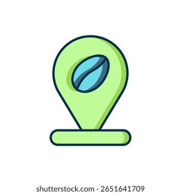Filled outline Location with coffee bean icon isolated on white background. Flat filled outline style with shadow. Vector