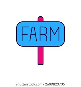 Filled outline Location farm icon isolated on white background.  Vector