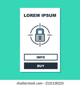 Filled outline Lock icon isolated on turquoise background. Padlock sign. Security, safety, protection, privacy concept.  Vector