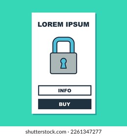 Filled outline Lock icon isolated on turquoise background. Padlock sign. Security, safety, protection, privacy concept.  Vector