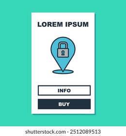 Filled outline Lock icon isolated on turquoise background. Padlock sign. Security, safety, protection, privacy concept.  Vector