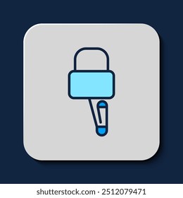 Filled outline Lockpicks or lock picks for lock picking icon isolated on blue background.  Vector