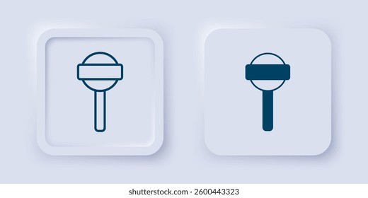 Filled and outline Lollipop icon isolated on grey background. Food, delicious symbol. Square button. Vector
