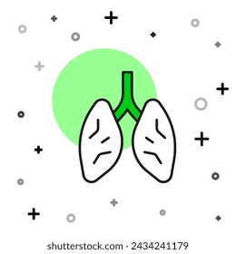 Filled outline Lungs icon isolated on white background.  Vector