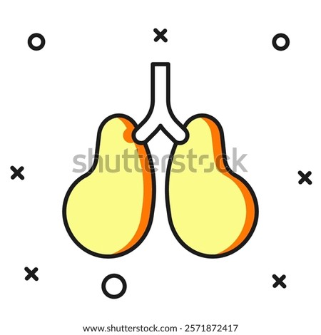 Filled outline Lungs icon isolated on white background. Flat filled outline style with shadow. Vector