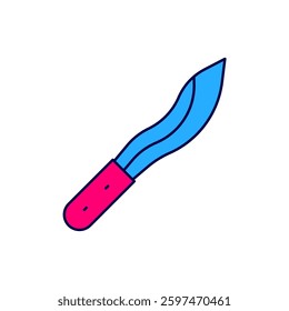 Filled outline Machete or big knife icon isolated on white background.  Vector
