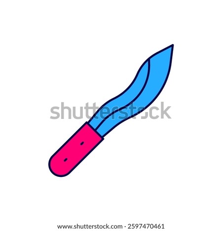 Filled outline Machete or big knife icon isolated on white background.  Vector