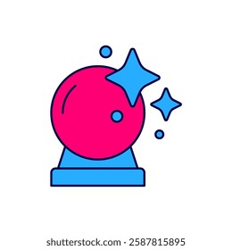 Filled outline Magic ball icon isolated on white background. Crystal ball.  Vector