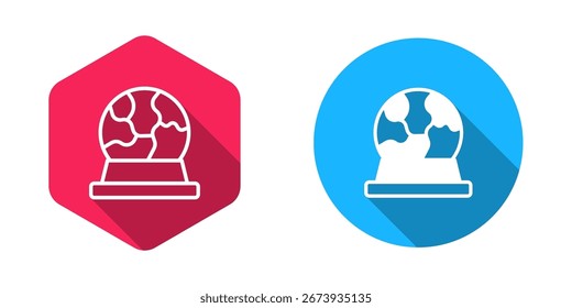 Filled and outline Magic ball icon isolated with long shadow background. Crystal ball.  Vector