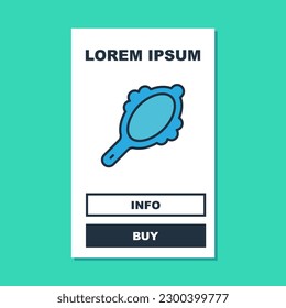 Filled outline Magic hand mirror icon isolated on turquoise background.  Vector