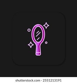 Filled outline Magic hand mirror icon isolated on black background. Flat filled outline style with shadow. Vector