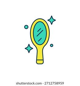 Filled outline Magic hand mirror icon isolated on white background.  Vector