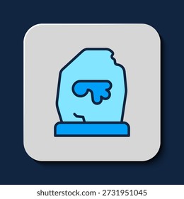 Filled outline Magic rune icon isolated on blue background. Rune stone.  Vector