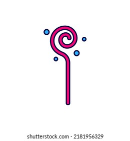 Filled Outline Magic Staff Icon Isolated On White Background. Magic Wand, Scepter, Stick, Rod.  Vector