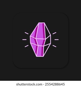 Filled outline Magic stone icon isolated on black background. Fantasy crystal. Jewelry gem for game. Flat filled outline style with shadow. Vector