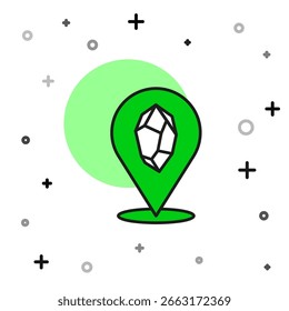 Esquema lleno Icono de piedra mágica aislado sobre fondo blanco. Cristal de fantasía. Joyas para el juego.  Vector