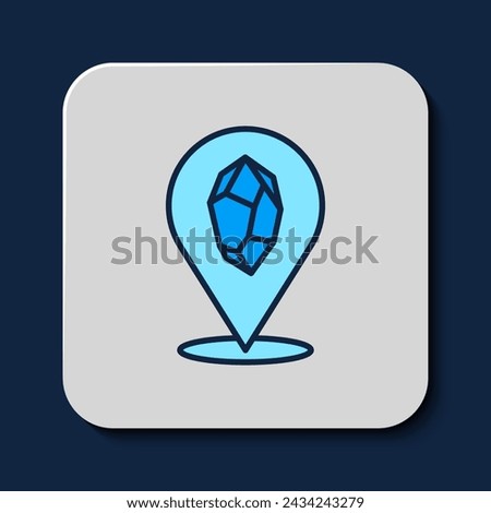 Filled outline Magic stone icon isolated on blue background. Fantasy crystal. Jewelry gem for game.  Vector