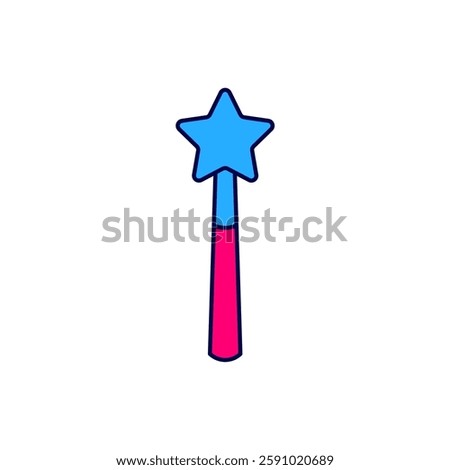 Filled outline Magic wand icon isolated on white background. Star shape magic accessory. Magical power. Happy Halloween party.  Vector