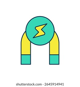 Filled outline Magnet icon isolated on white background. Horseshoe magnet, magnetism, magnetize, attraction.  Vector