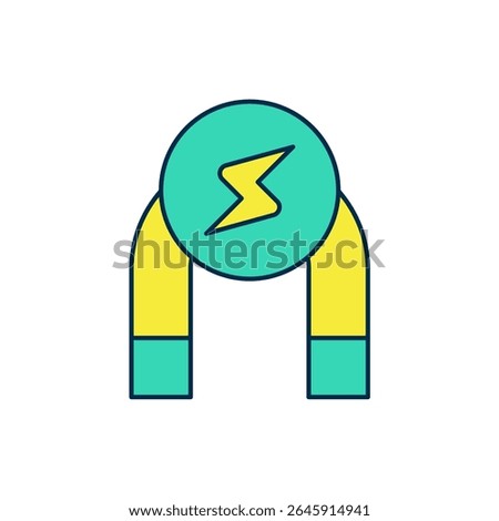 Filled outline Magnet icon isolated on white background. Horseshoe magnet, magnetism, magnetize, attraction.  Vector