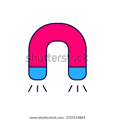 Filled outline Magnet icon isolated on white background. Horseshoe magnet, magnetism, magnetize, attraction.  Vector