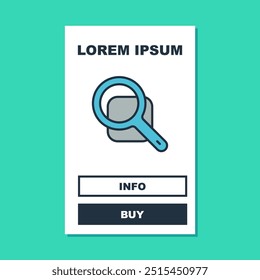 Filled outline Magnifying glass icon isolated on turquoise background. Search, focus, zoom, business symbol.  Vector