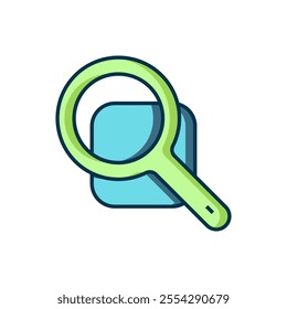 Filled outline Magnifying glass icon isolated on white background. Search, focus, zoom, business symbol. Flat filled outline style with shadow. Vector