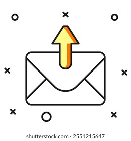 Estrutura de tópicos preenchida Ícone de e-mail e e-mail isolado no fundo branco. E-mail com símbolo de envelope. Sinal de mensagem de email. Estilo de contorno preenchido plano com sombra. Vetor