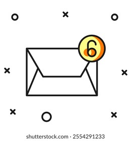 Filled outline Mail and e-mail icon isolated on white background. Envelope symbol e-mail. Email message sign. Flat filled outline style with shadow. Vector