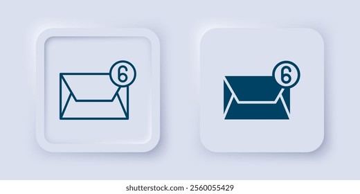 Filled and outline Mail and e-mail icon isolated on grey background. Envelope symbol e-mail. Email message sign. Square button. Vector