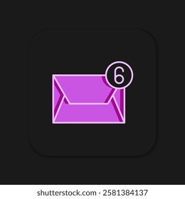 Filled outline Mail and e-mail icon isolated on black background. Envelope symbol e-mail. Email message sign. Flat filled outline style with shadow. Vector