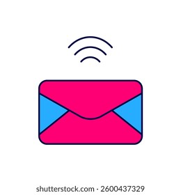 Filled outline Mail and e-mail icon isolated on white background. Envelope symbol e-mail. Email message sign.  Vector