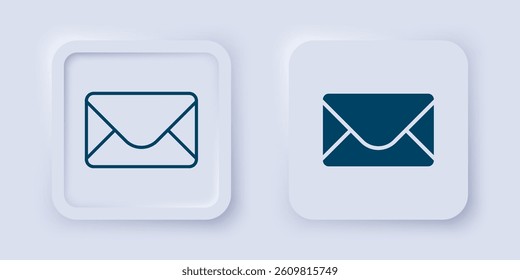 Filled and outline Mail and e-mail icon isolated on grey background. Envelope symbol e-mail. Email message sign. Square button. Vector