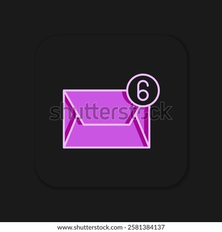 Filled outline Mail and e-mail icon isolated on black background. Envelope symbol e-mail. Email message sign. Flat filled outline style with shadow. Vector