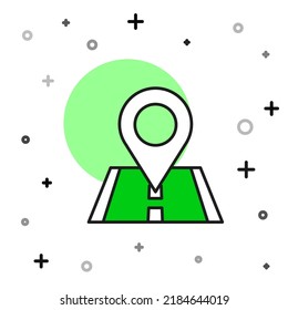 Filled outline Map pin icon isolated on white background. Navigation, pointer, location, map, gps, direction, place, compass, search concept.  Vector