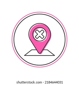 Icono de la clavija del mapa de esquema rellenado aislado en fondo blanco. Navegación, puntero, ubicación, mapa, gps, dirección, lugar, brújula, concepto de búsqueda.  Vector