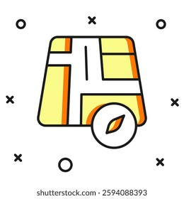 Filled outline Map pointer with taxi car icon isolated on white background. Location symbol. Flat filled outline style with shadow. Vector