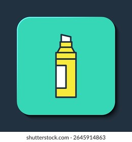 Filled outline Marker pen icon isolated on blue background. Turquoise square button. Vector