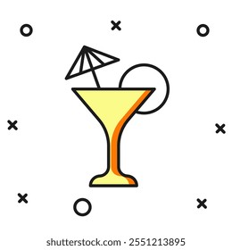 Filled outline Martini glass icon isolated on white background. Cocktail icon. Wine glass icon. Flat filled outline style with shadow. Vector