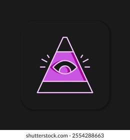 Filled outline Masons symbol All-seeing eye of God icon isolated on black background. The eye of Providence in the triangle. Flat filled outline style with shadow. Vector