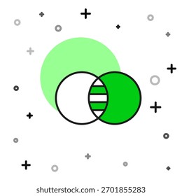 Contorno preenchido Matemática define A e B ícone isolado no fundo branco. Diferença simétrica.  Vetor