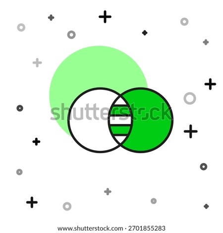 Filled outline Mathematics sets A and B icon isolated on white background. Symmetric difference.  Vector