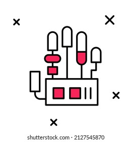 Filled outline Mechanical robot hand icon isolated on white background. Robotic arm symbol. Technological concept.  Vector