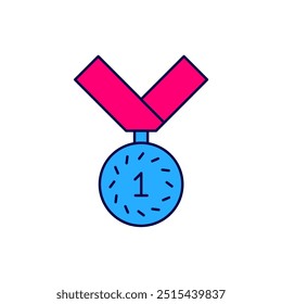 Filled outline Medal icon isolated on white background. Winner symbol.  Vector