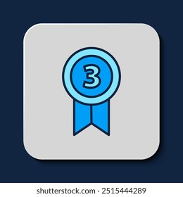 Filled outline Medal icon isolated on blue background. Winner achievement sign. Award medal.  Vector