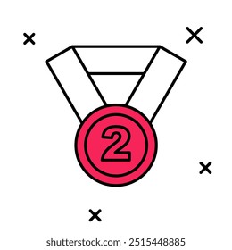 Filled outline Medal icon isolated on white background. Winner symbol.  Vector