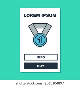 Filled outline Medal icon isolated on turquoise background. Winner symbol.  Vector