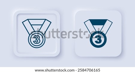 Filled and outline Medal icon isolated on grey background. Winner symbol. Square button. Vector