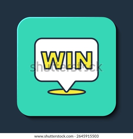 Filled outline Medal icon isolated on blue background. Winner symbol. Turquoise square button. Vector